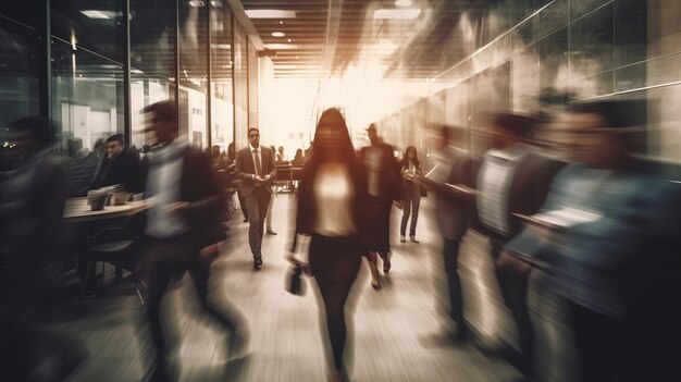 Photo business people walking people walking early morning rush hours busy modern life concept generative ai