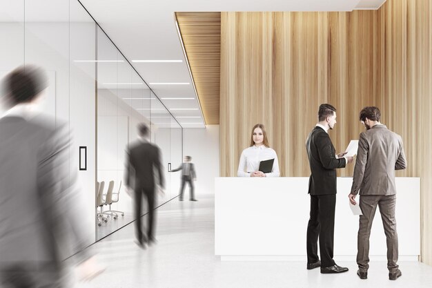 Photo business people in a wooden office