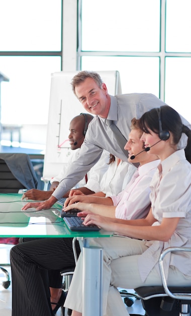 Business people working in a call centre