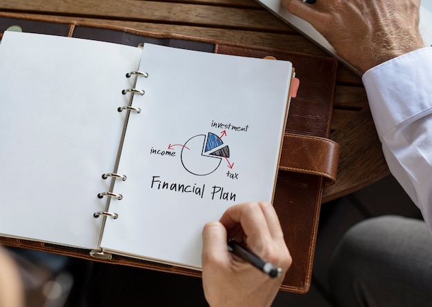 Business people working and a copy space of a notebook