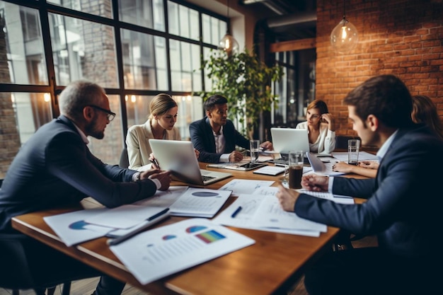 Business people working in a meeting, one of which says " you need to work ".