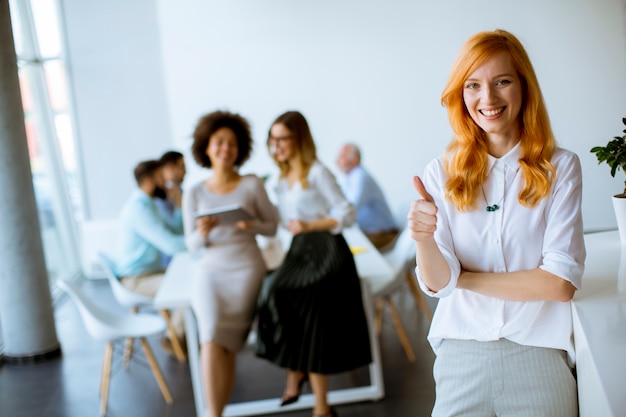 Business people working in modern office