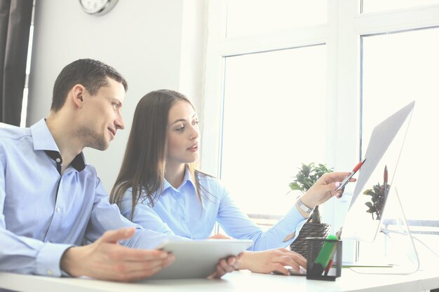 Business people working on new project at modern office