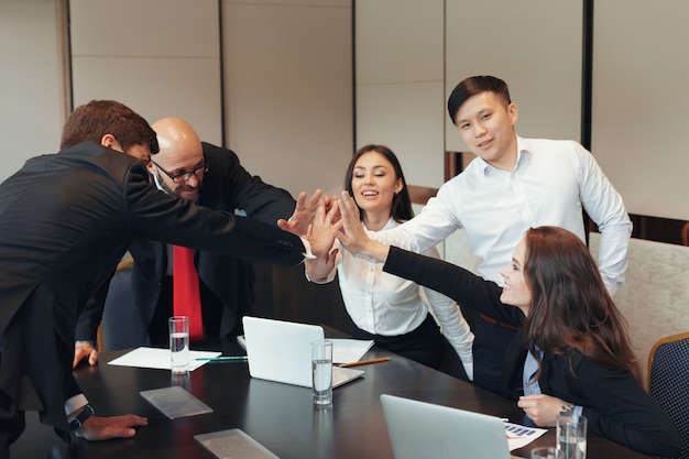 Business people working together at conference table