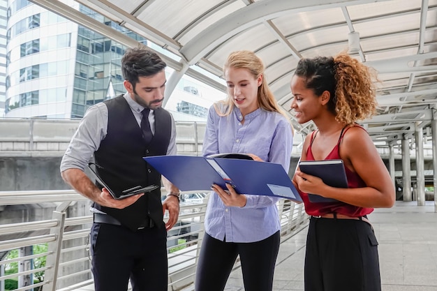 Business people working together at outside the office