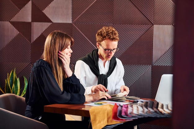 Business people working with documents Indoors of new modern luxury restaurant