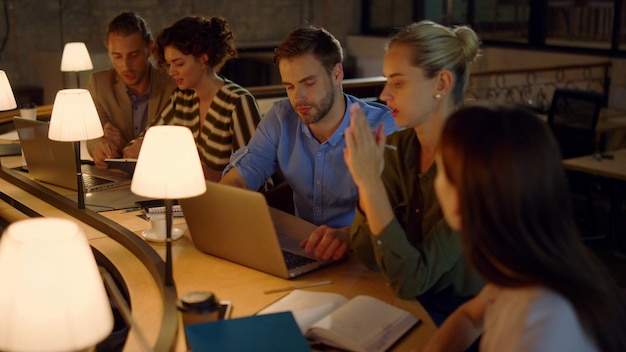 business people working with laptops in office colleagues analyzing data