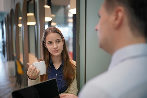 Business people in the workplace are discussing a working strategy for doing business