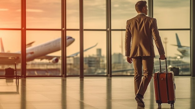 A business person on the air port