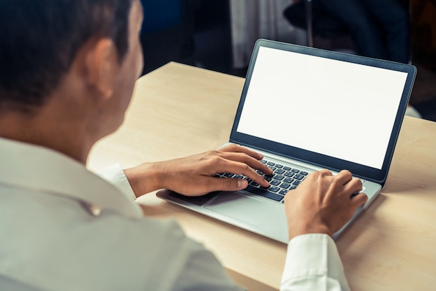 Photo business person worker uses a laptop computer.