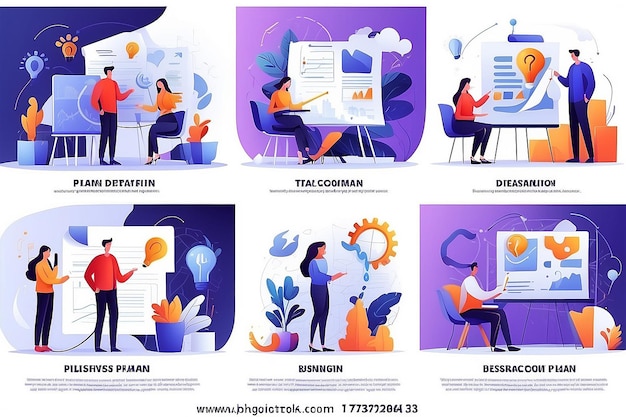 Photo business plan development abstract concept vector illustration set business idea briefing and teamwo