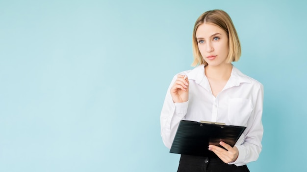 Business planning puzzled woman study research