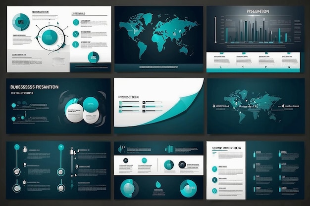 Photo business presentation template setpowerpoint template design backgrounds