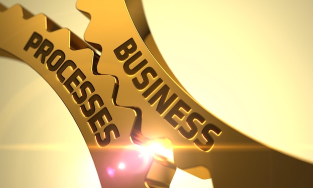 Business processen concept gouden tandwielen