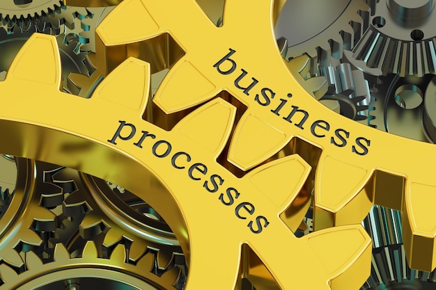 Business Processes concept op de versnellingswielen 3D-rendering