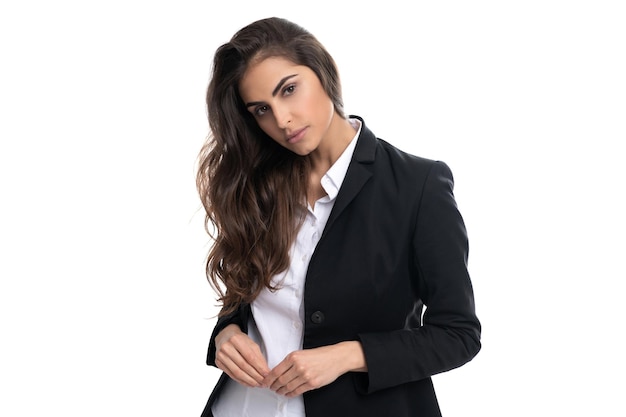 Business and professional woman. Businesswoman isolated on white. Young professional employee. Assistant manager. Serious career girl.