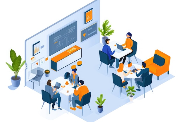 Business Professionals Having a Meeting at a Conference Table A virtual meeting room filled with digital marketers discussing strategies AI Generated