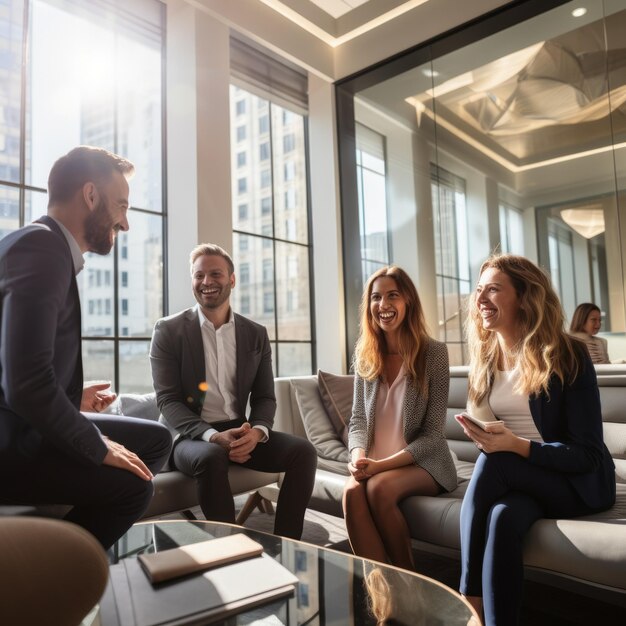 Business professionals having a meeting in a modern office space