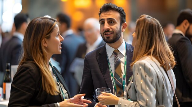 Business Professionals Networking and Exchanging Ideas at International Conference