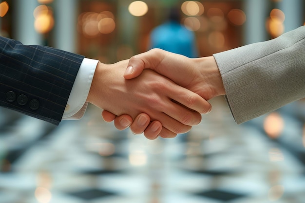 Business professionals shaking hands to seal a successful partnership