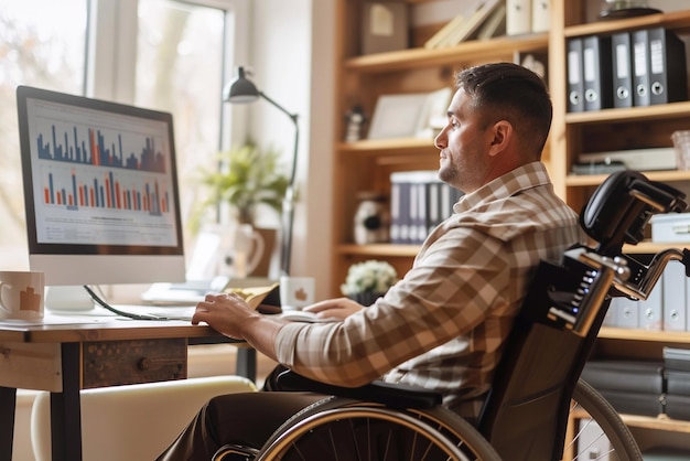 Business professionals with disabilities working in home offices