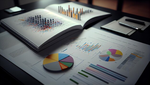 Business report Graphs and charts Business reports concept ai generated image