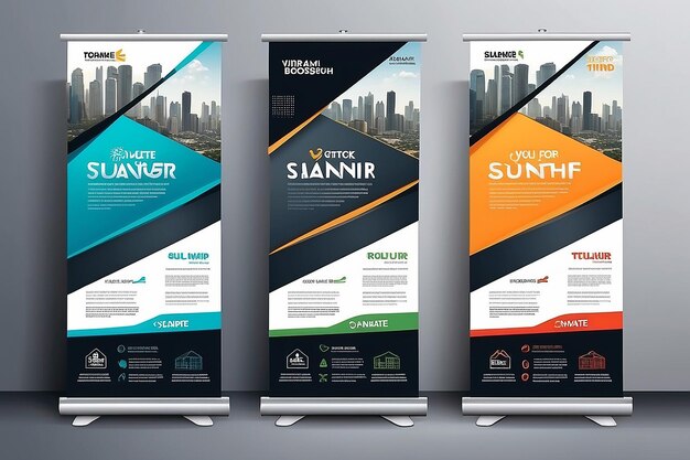 Business roll up design stand banner template signboard layout achtergrond brochure flyer template