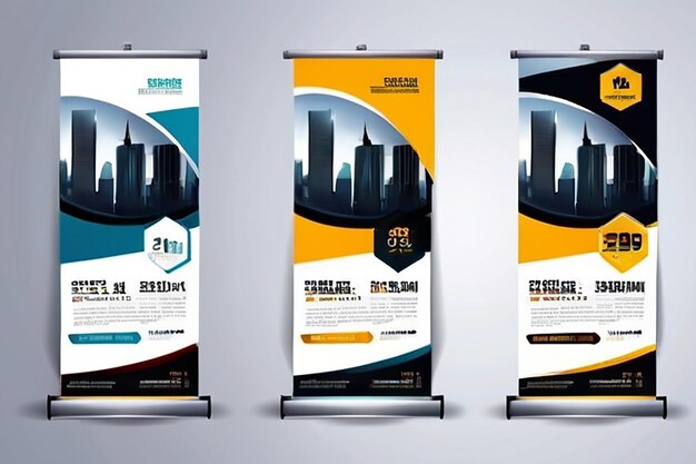 Photo business roll up design stand banner template signboard layout background brochure flyer template