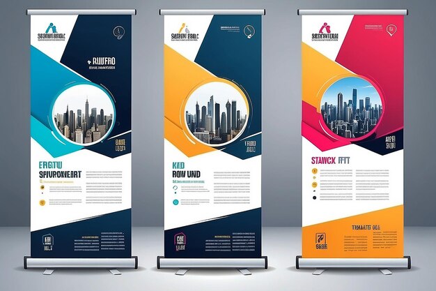 Business roll up design stand banner template signboard layout background brochure flyer template