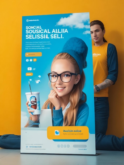 Foto progettazione del modello di banner stand rollup aziendale