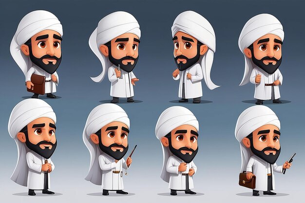 Business Sheikh Character Collection cartoon set