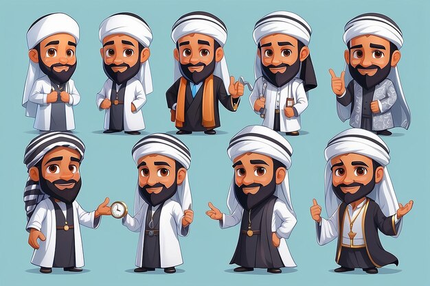 Business Sheikh Character Collection cartoon set