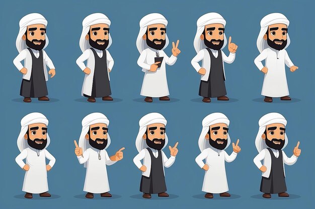 Business Sheikh Character Collection cartoon set