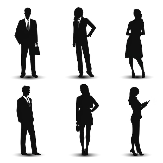 business silhouette set