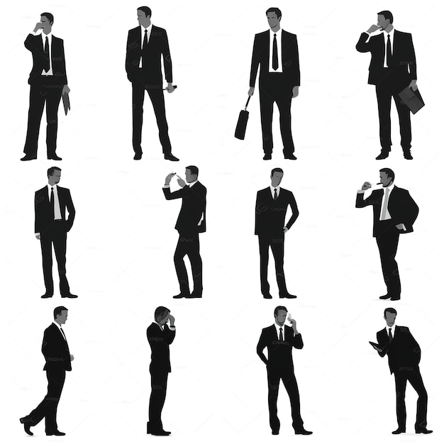 business silhouette set