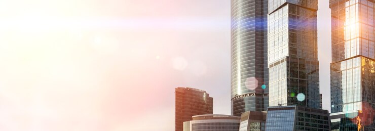 Business skyscrapers and modern office buildings of moscow city against the sky with sunlight busine...