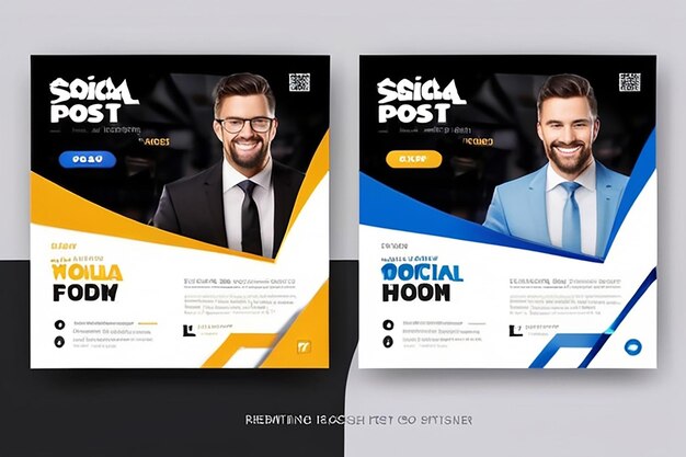 Photo business social media post template professional corporate square banner premium vector