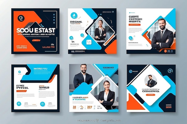 Business Social media post template professional corporate Square banner premium vector