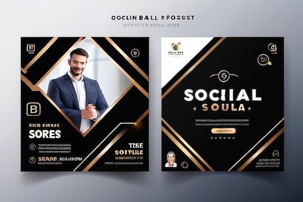 Photo business social media post template professional corporate square banner premium vector