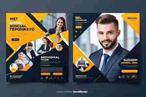 Photo business social media post template professional corporate square banner premium vector