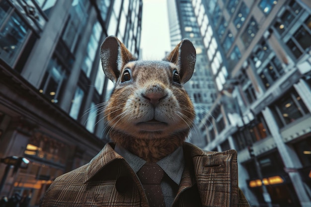 Business Squirrel in Urban Setting