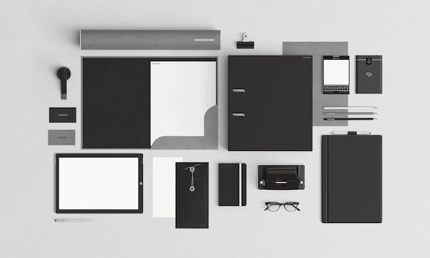 Business stationery items set in black color