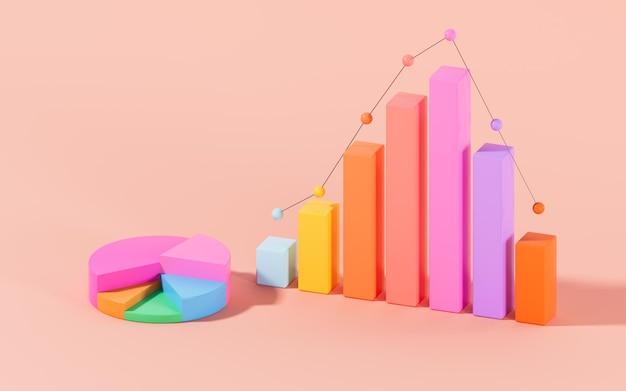 Business statistics chart 3d rendering