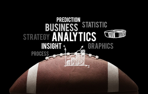 Business strategy chart with rugby ball