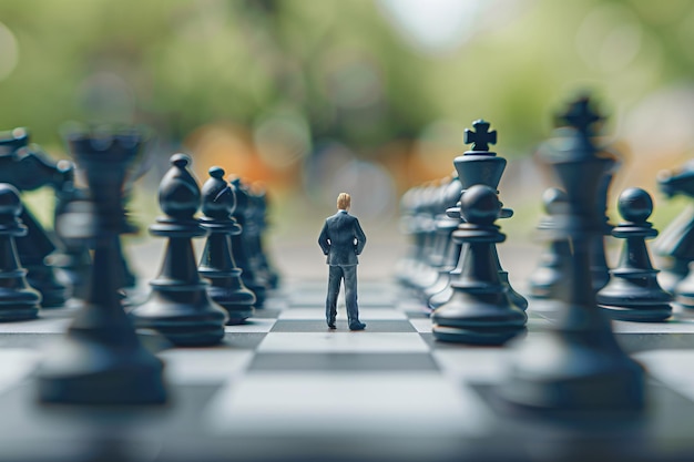 Photo business strategy decision making and leadership on chessboard