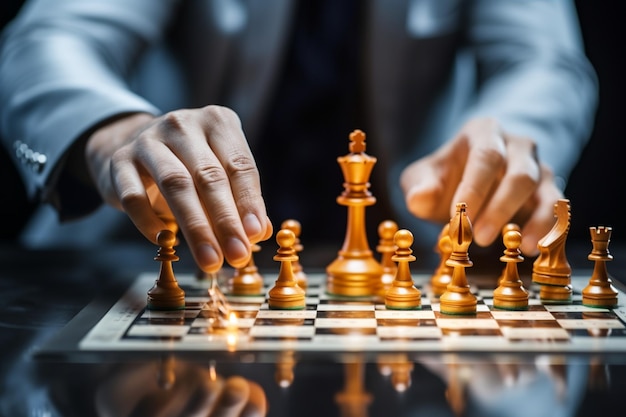 Selective focus Mans hand in chess play, metaphorically guiding strategic  business decisions Vertical Mobile Wallpaper AI Generated 30463882 Stock  Photo at Vecteezy