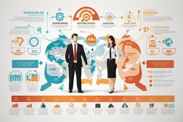Фото Инфографика бизнес-стратегии с символами процесса и прогресса