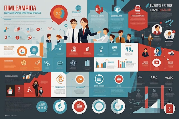 Photo business strategy infographic set with process and progress symbols