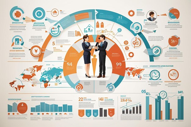 Photo business strategy infographic set with process and progress symbols