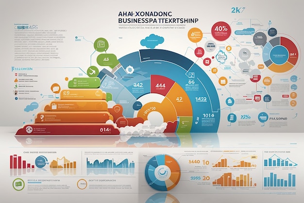 Business strategy infographic set with process and progress symbols